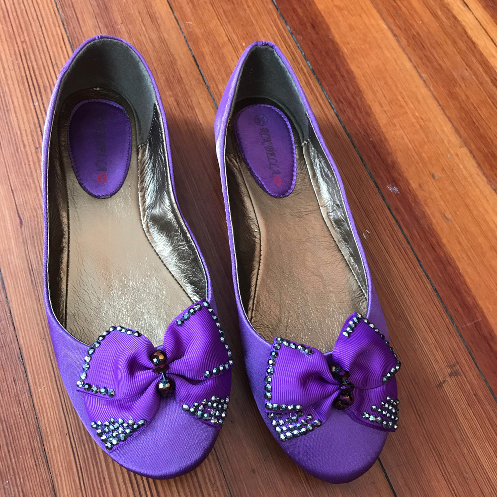 Purple Satin Ballet Flats